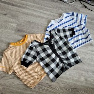 25$ for 5 New stripes lattice tshirt top natural color cotton trendy Zara uniqlo